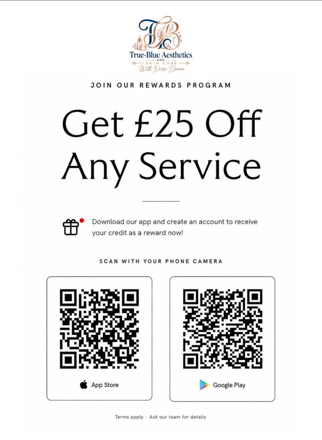 True - Blue Aesthetics - £25 off any treatment for new clients